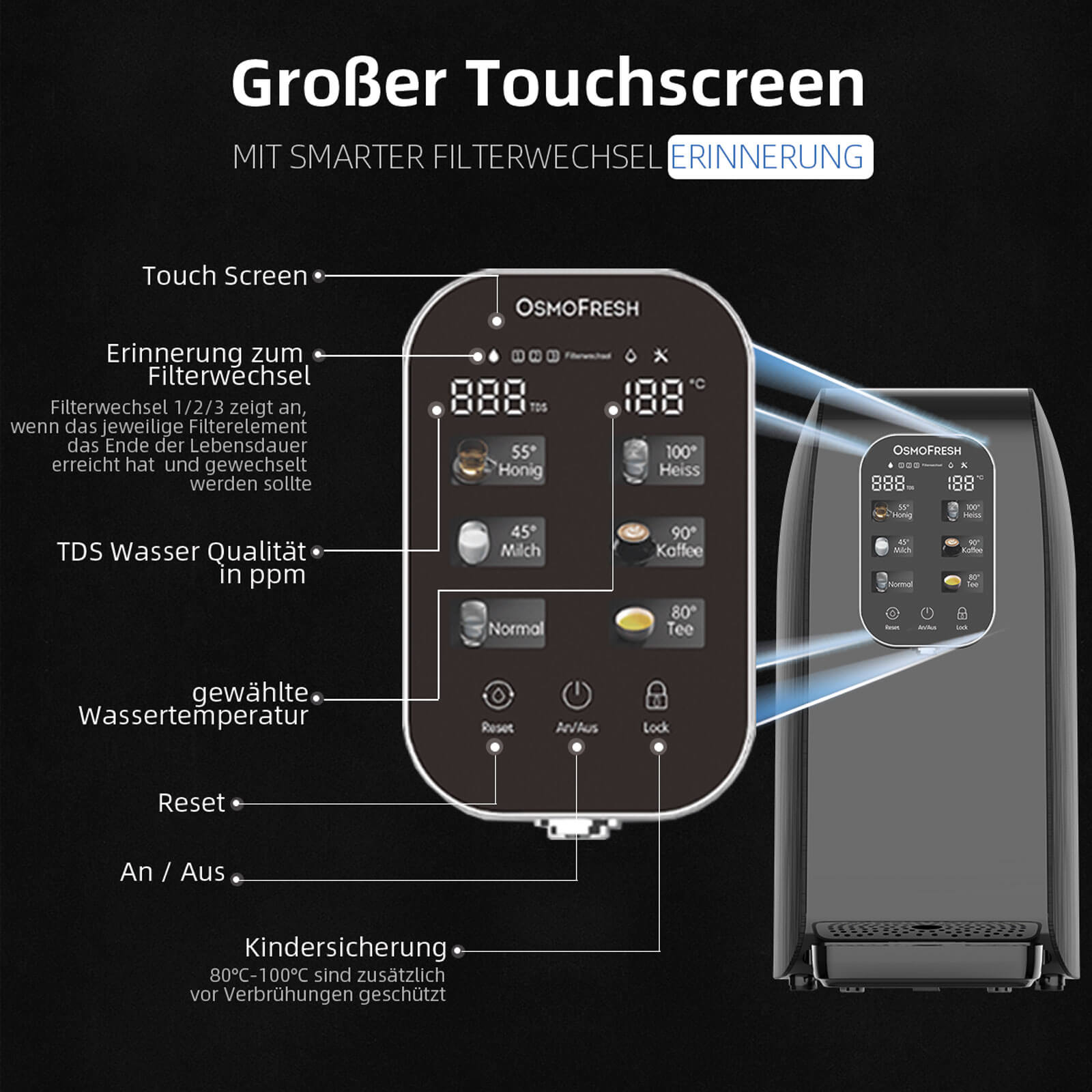 Osmoseanlage Touchscreen