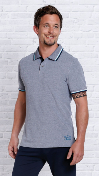 Polo-Shirt dunkelblau - weiß/melange Freizeit-Business-Allrounder